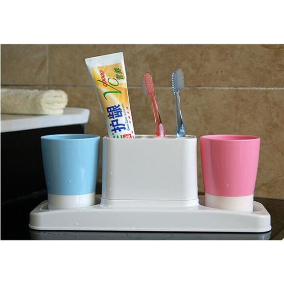 Toothbrush Toothpaste Holder Bathroom Organizer Plastic Storage Rack Set for Hom - Picture 6 of 7